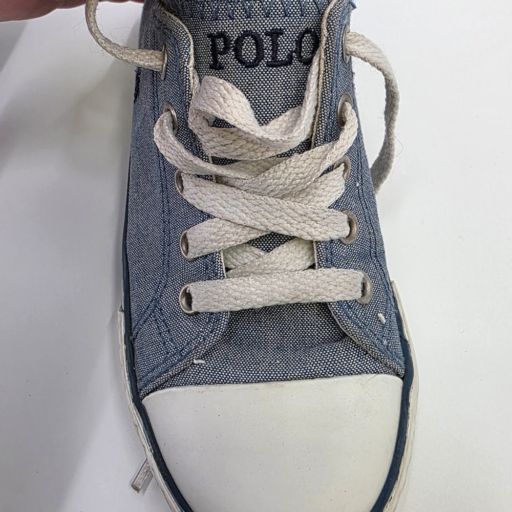 POLO RALPH LAUREN SLONE SNEAKERS GIRLS SIZE 13 CANVAS BLUE FLORAL LOW PONY KIDS - Picture 7 of 10